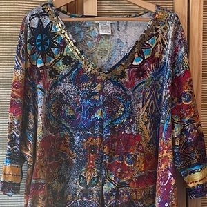 Woman’s plus size cotton knit top in jewel tones